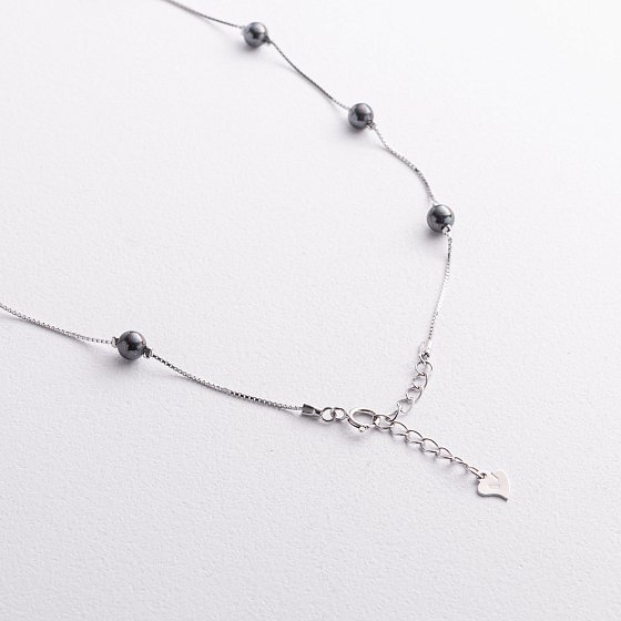 Серебряное колье с жемчугом 181376 №3