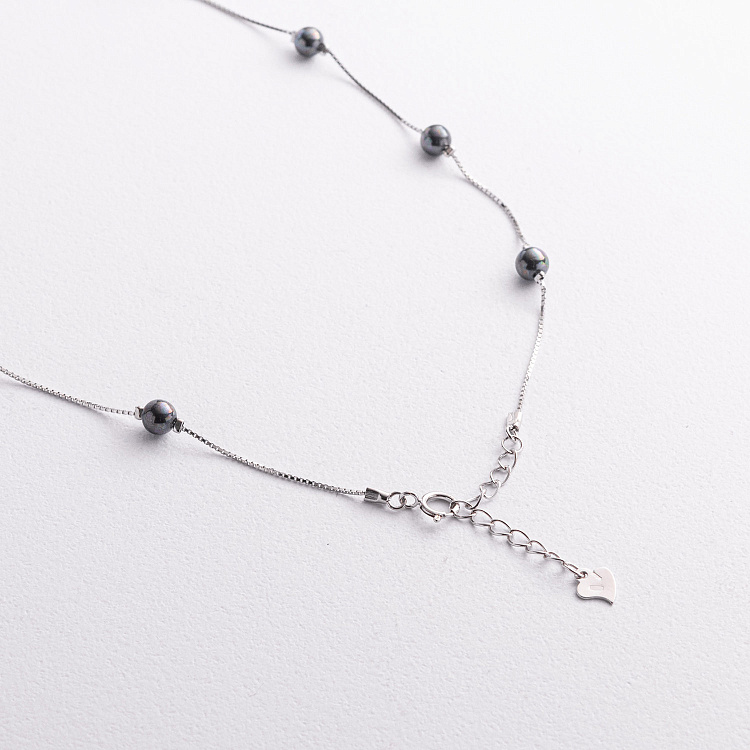 Серебряное колье с жемчугом 181376 от ювелирного магазина Оникс - 2