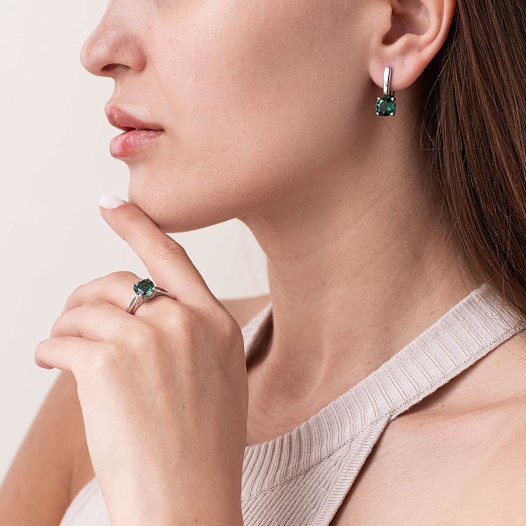 Серебряные серьги (фианиты, кварц) 2936/9р-QGR от ювелирного магазина Оникс - 2