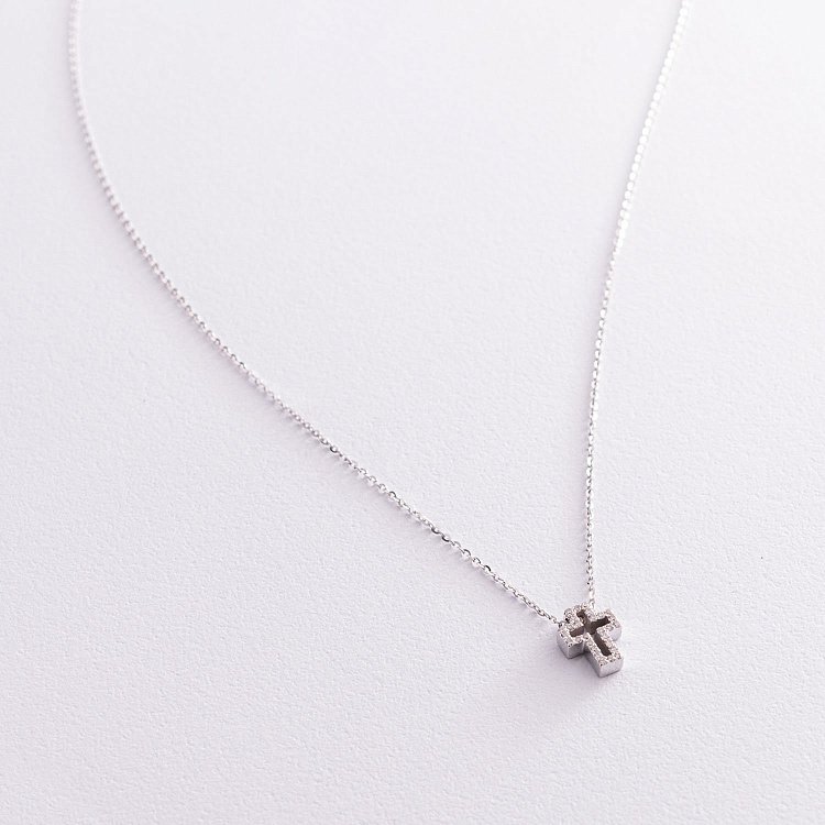 Золоте кольє "Хрестик" з діамантами 104-10030 від ювелірного магазину Онікс