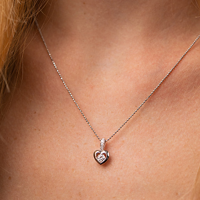 Золотой кулон с сердечком (бриллиант) пб0152lg №4