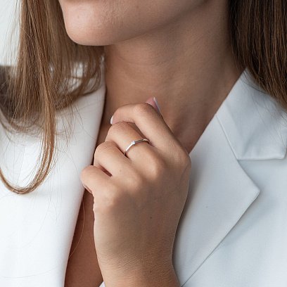 Заручальна каблучка в білому золоті (діамант) кб0349ca №2