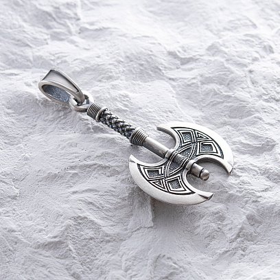 Серебряный кулон "Двойной топор" 7049 №10