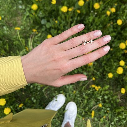 Золотые серьги-пусеты "Самолетик" с06676 №3