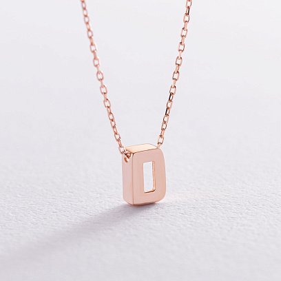 Колье с буквой "D" в красном золоте кол01256D