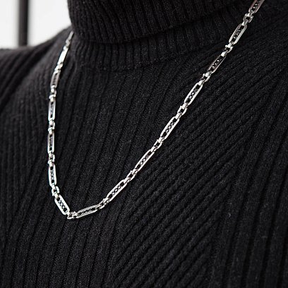 Мужская серебряная цепочка с черными фианитами 931 №2