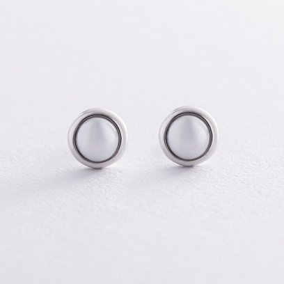 Серьги - пусеты с жемчугом (серебро) 7070 №3