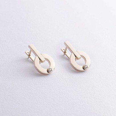 Серьги "Alison" с фианитами (желтое золото) с08827