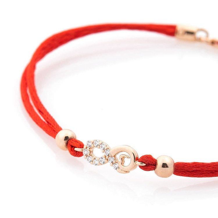 Браслет с красной нитью "Бесконечность" (фианит) б03088 от ювелирного магазина Оникс - 1