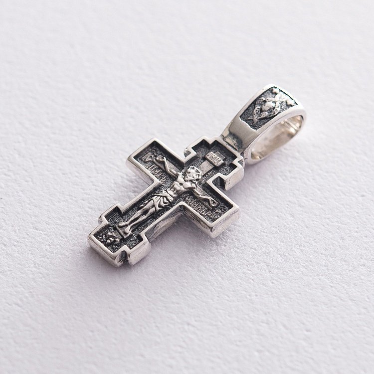 Срібний православний хрест "Розп'яття Христове. Покров Святої Богородиці" 133008 від ювелірного магазину Онікс