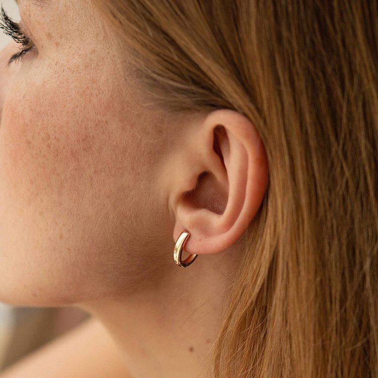 Сережки - кільця в червоному золоті (овальні) с07950 від ювелірного магазину Онікс - 1