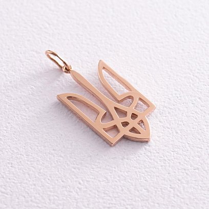 Кулон "Герб України - Тризуб" з діамантами (червоне золото) 129882421 №5