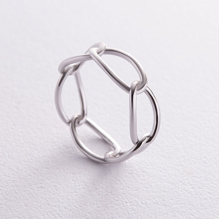 Каблучка "Ланцюжок" у білому золоті к07451 від ювелірного магазину Онікс