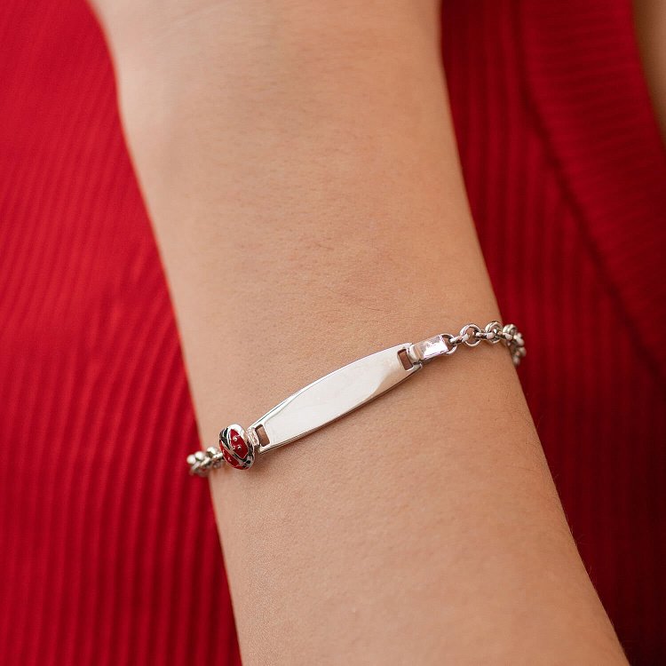 Срібний дитячий браслет "Сонечко" з емаллю (можливе гравіювання) 141634 від ювелірного магазину Онікс - 1