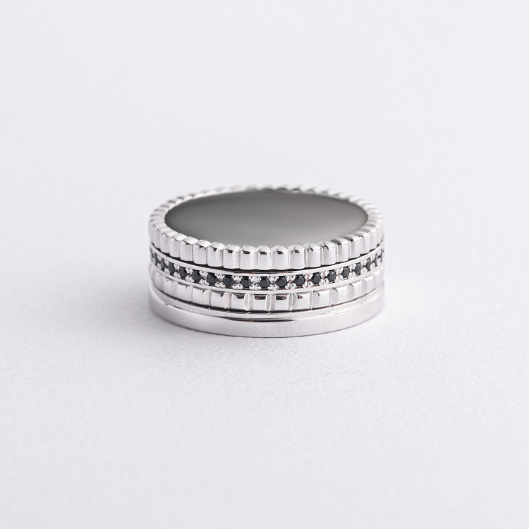 Золотое кольцо "Sharon" с черными фианитами к08301 от ювелирного магазина Оникс