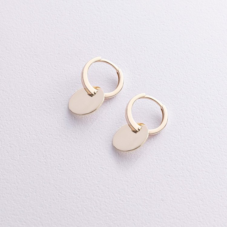 Сережки - каблучки "Монетки" у жовтому золоті с09037 від ювелірного магазину Онікс - 2