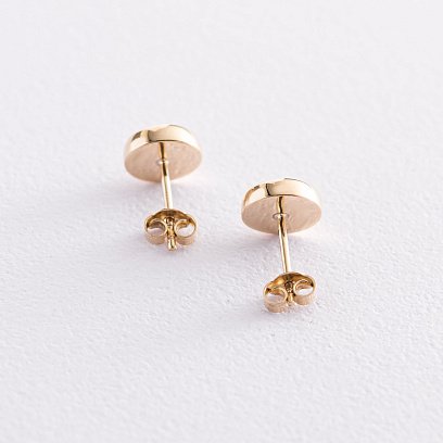 Золоті сережки-пусети "Сяйво" (синт. опал) 9 мм с07746 №8