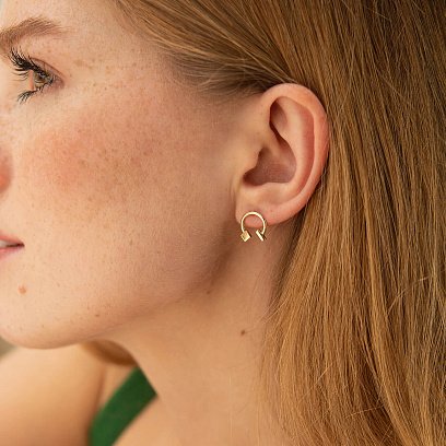 Сережки - пусети "Дарсі" у жовтому золоті с08318 №2