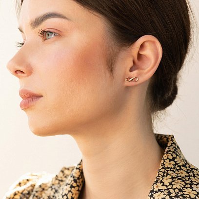 Сережки - пусети "Нескінченність" в червоному золоті с07173 №2