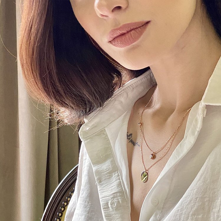 Двойное золотое колье с монеткой и фианитом (возможна гравировка) кол01573 от ювелирного магазина Оникс - 8