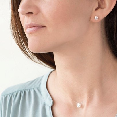 Серебряные серьги-гвоздики с фианитами 6мм 12737 №5