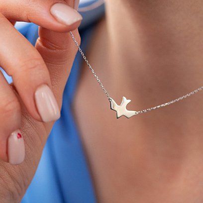 Кольє "Ластівка" у білому золоті кол02365 №2