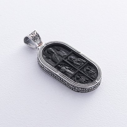 Серебряный кулон "Николай Чудотворец. Отче наш" (эбеновое дерево) 1182 №9