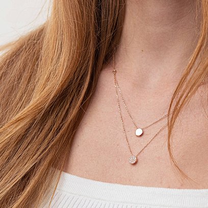 Подвійне золоте кольє "Чарівність" з фіанітами кол02115 №5