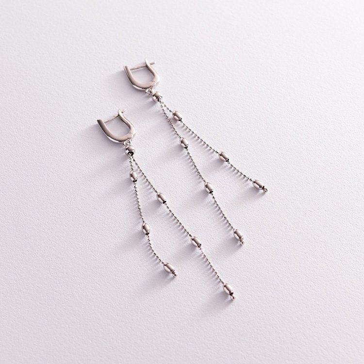 Срібні висячі сережки з кульками 123074 від ювелірного магазину Онікс - 3