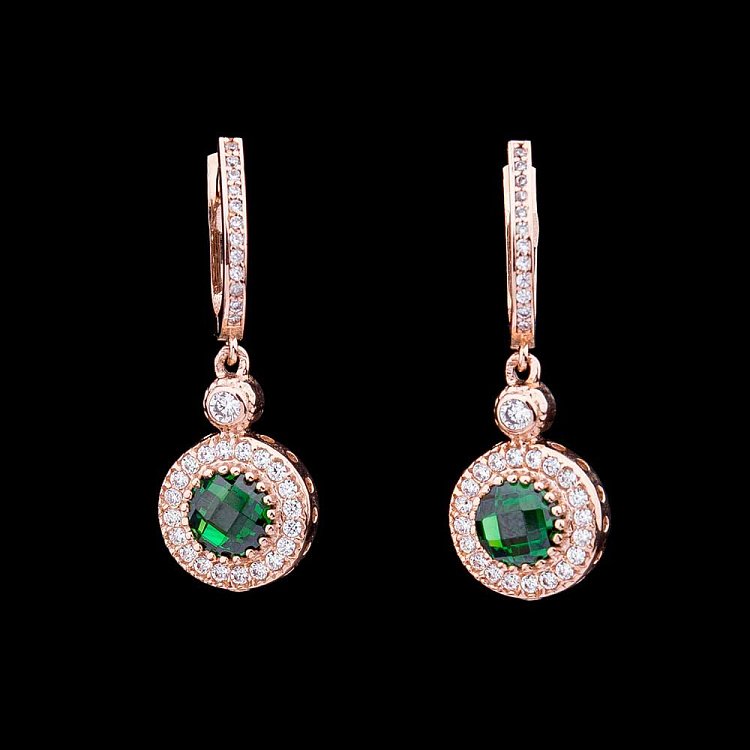 Золотые серьги с фианитами с04207 от ювелирного магазина Оникс - 2