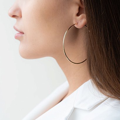 Сережки - кільця в жовтому золоті (6.2 см) с07191 №5