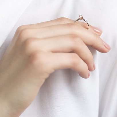 Золота заручальна каблучка з діамантом кб0266lg №7