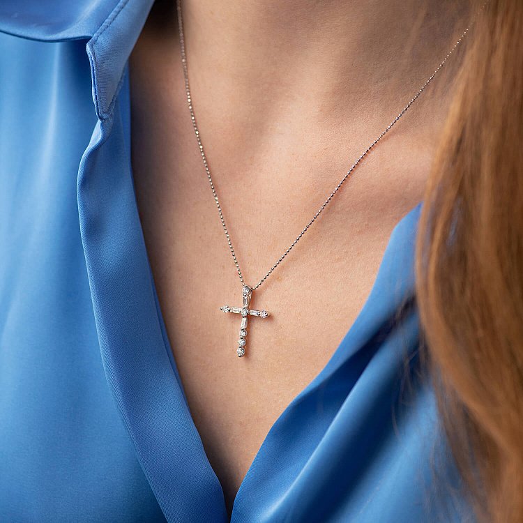 Крестик в белом золоте с бриллиантами пб0309nl от ювелирного магазина Оникс - 3