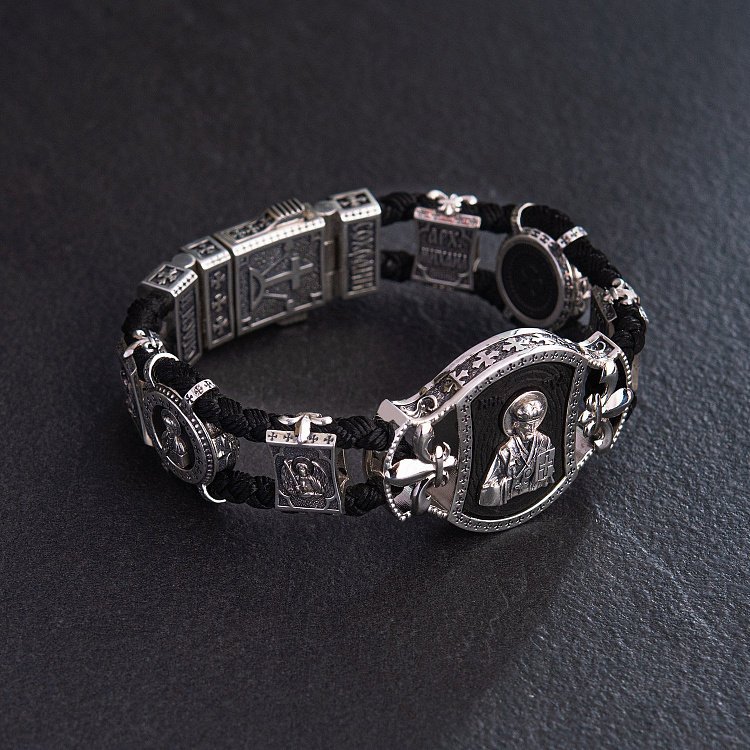 Срібний браслет "Миколай Чудотворець" (ебенове дерево) 627 - 2 Срібний браслет "Миколай Чудотворець" (ебенове дерево) 627 від ювелірного магазину Онікс - 2