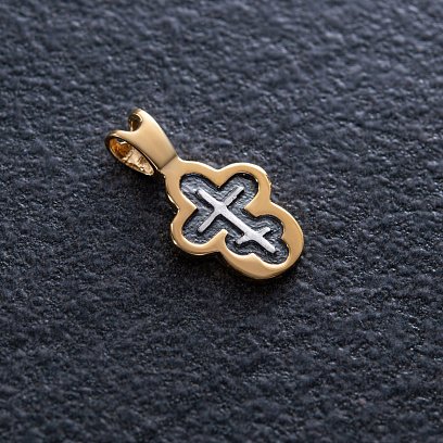 Серебряный крестик православный с позолотой 131768 №12