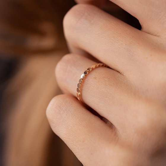Мінімалістична каблучка "Кружочки" у червоному золоті к07088 №5