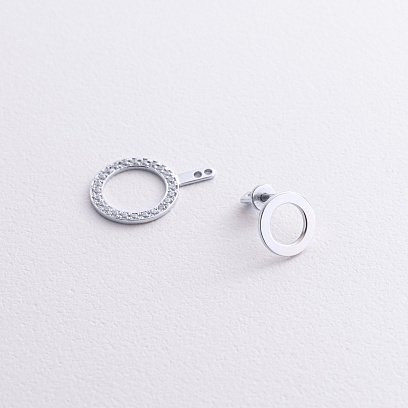 Сережки - джекети "Sophia" у білому золоті (фіаніти) с09094 №4