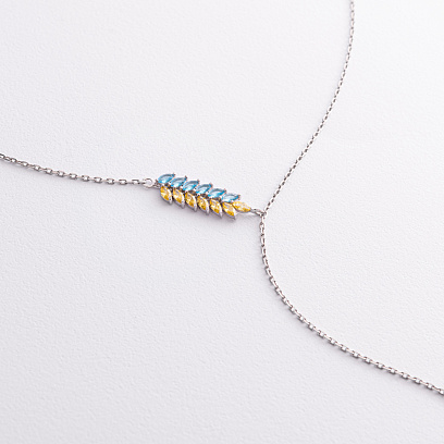 Серебряное колье - галстук "Колосок пшеницы" с фианитами 1254 №2