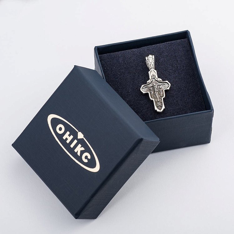 Серебряный православный крестик с распятием 13843 от ювелирного магазина Оникс - 4