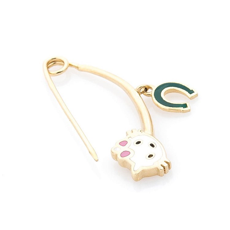 Золота шпилька "Hello Kitty і підкова" зак00256 від ювелірного магазину Онікс - 1