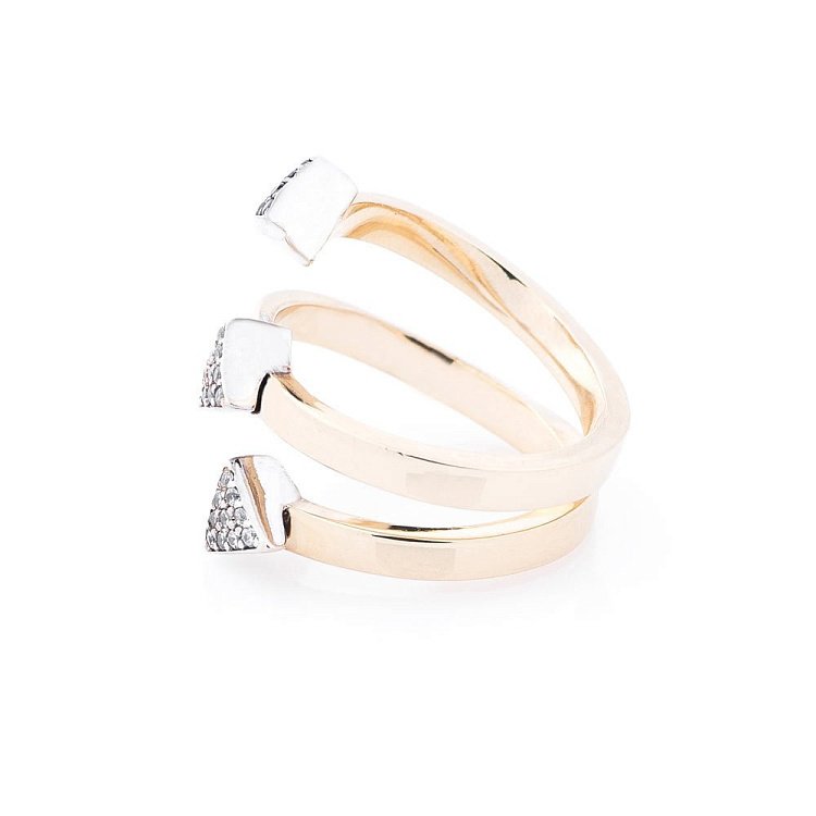 Золотое кольцо с фианитами "Стрелы" к05377 от ювелирного магазина Оникс - 5