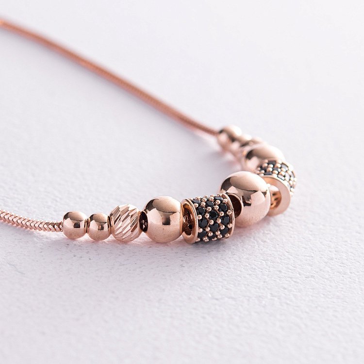 Браслет "Шарики" в красном золоте (фианиты) б05192 от ювелирного магазина Оникс - 2