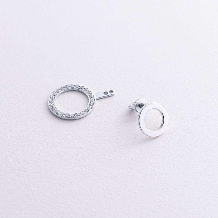 Сережки - джекети "Sophia" у білому золоті (фіаніти) с09094 від ювелірного магазину Онікс - 3