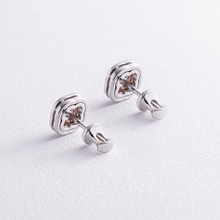 Золоті сережки - пусети "Конюшина" з діамантами 334361121 від ювелірного магазину Онікс - 4