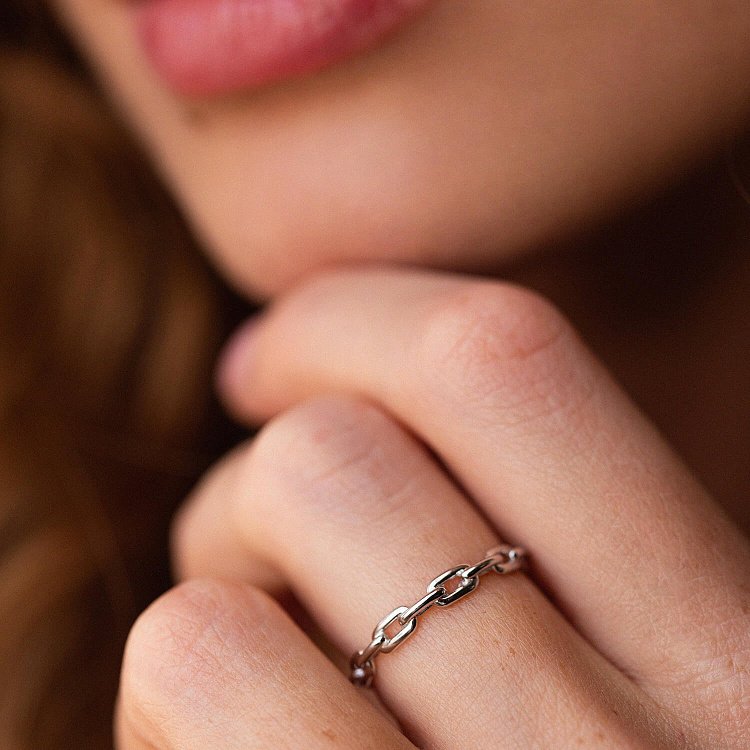 Каблучка "Ланцюжок" у білому золоті к07100 від ювелірного магазину Онікс - 9