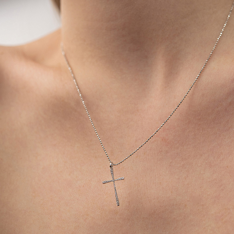 Крестик в белом золоте с бриллиантами пб0370lg от ювелирного магазина Оникс - 3