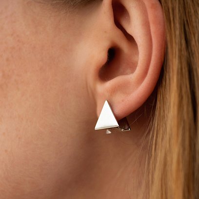 Сережки "Трикутники" (біле золото) с07013 №3