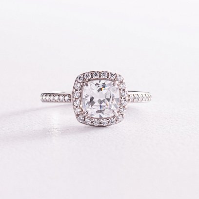 Срібна каблучка з білими фіанітами 112641