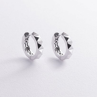 Серьги - кольца в белом золоте с09011