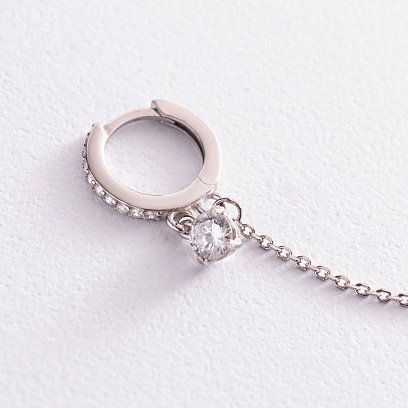 Серебряная серьга - каффа с фианитами 4998 №5